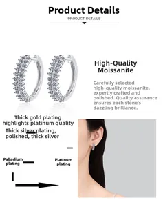 Détail de créoles en Moissanite montrant le placage multicouche et le polissage de l'argent