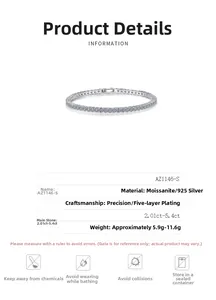 Nahaufnahme des S925 Sterlingsilber-Moissanit-Tennisarmbands mit technischen Details