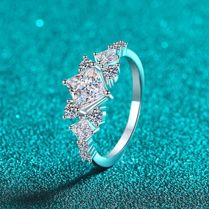 S925 Sterling Silver Moissanite Zirconia Ring For Women Princess Cut Square Cluster Setting Geometric Fashion Jewelry Luxury Finger Ring