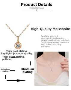 Détail du pendentif cœur en moissanite avec placage à l'or épais multicouche