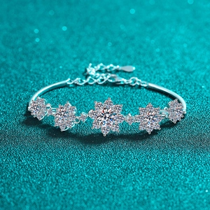 S925 Sterling Silber Schneeflocke Armband Für Damen Funkelndes Moissanit Zirkonia Verstellbarer Handschmuck Elegantes Weihnachts Valentin Geschenk