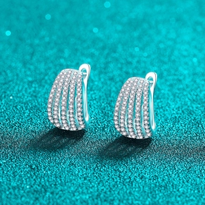 925 Sterling Silver Moissanite Hoop Earrings For Women Sparkling Full Drill Luxury Fashion Jewelry Gift GRA Certificate Included
