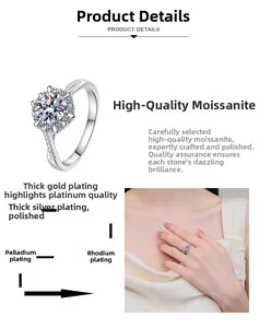 Détails de la bague moissanite avec design halo tournesol et finition plaquée or luxe