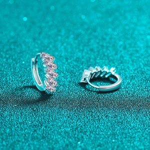 Elegant S925 sterling silver hoop earrings with emerald-cut moissanite stones