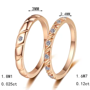Matching S925 sterling silver moissanite rings in champagne gold for couples