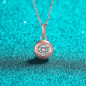 Collier Pendentif Cœur en Argent Sterling S925 Moissanite Plqué Or Champagne Bijoux Minimaliste Élégant Cadeau Femme