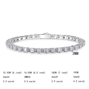 Luxurious S925 sterling silver moissanite tennis bracelet featuring 3mm round cut diamonds