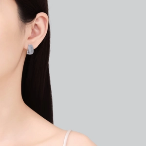 Elegant S925 sterling silver moissanite hoop earrings with pavé diamonds for women