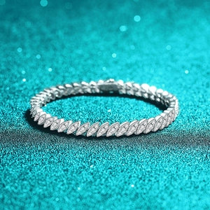 S925 Sterling Silver Full Moissanite Bracelet Marquise Cut Pave Marquise Shaped Tennis Bracelet Jewelry For Women Gift