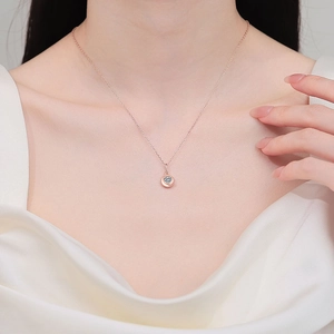 Collier en argent sterling S925 or champagne avec pendentif en cristal en forme de cœur