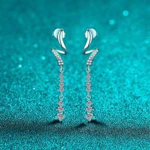 S925 Sterling Silver Moissanite Drop Earrings For Women Fashion Exquisite Long S-Shaped Tassel Earring Jewelry With GRA Certificate