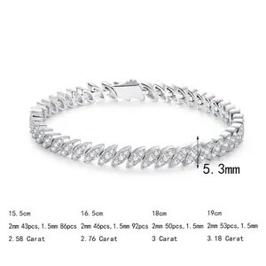S925 sterling silver moissanite tennis bracelet with full diamond pavé setting
