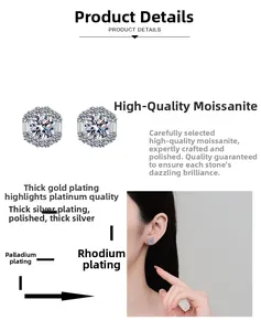 Macro detail of hexagonal moissanite stud earring with multilayer plating finish