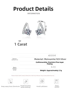 Detailed size specifications for S925 sterling silver moissanite halo hoop earrings