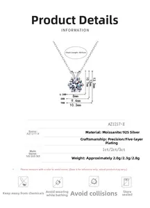 Detaillierte Spezifikationen der S925 Silber Moissanit Kette mit Hasenohr Anhänger im Detail
