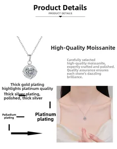 Detailed view of S925 silver moissanite heart pendant with multi-layer plating process