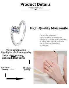 Macro detail of Moissanite ring featuring a four-prong setting and layered rhodium plating