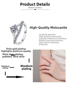 Detail of moissanite ring showing multi-layer plating and diamond-accented band
