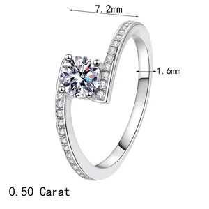 Elegant S925 silver moissanite ring with a 0.5ct stone and micro-pave setting