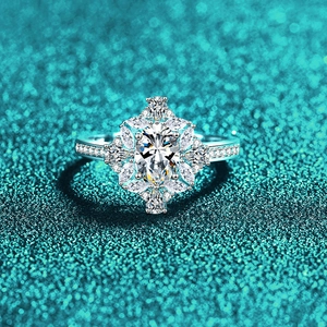S925 Sterling Silver Moissanite Ring For Women Luxury Floral Cluster Zirconia Engagement Band Wedding Jewelry Festival Gift