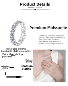 Detail of Moissanite ring showcasing five-layer electroplating and sparkling round cut stones