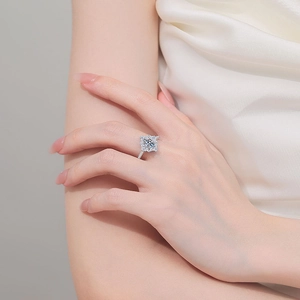 Elegant 925 sterling silver floral moissanite engagement ring on model hand