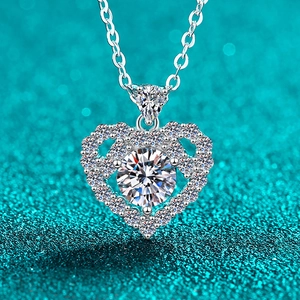 Luxury 925 Sterling Silver Heart Pendant Necklace Moissanite Zirconia Pave Cross Chain Jewelry For Women Wedding Gift