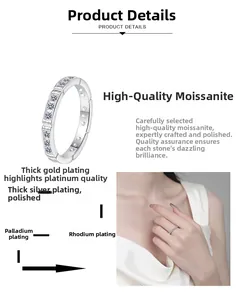 Detail of Moissanite bamboo ring showing multi-layer plating process and hand-on look