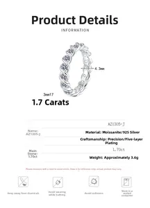 Détail de la bague éternité en argent 925 avec pavé de moissanite de 1,7ct