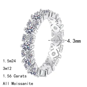 Eternity S925 silver ring featuring 1.56ct moissanite stones with 4.3mm width band