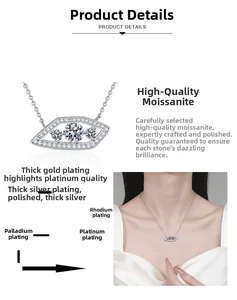 Détail du pendentif œil en argent S925 avec trois pierres de moissanite rondes