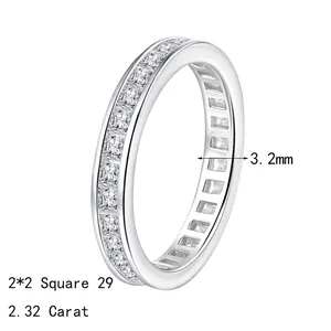 Eternity ring in S925 sterling silver with 2.32ct square-cut moissanite stones