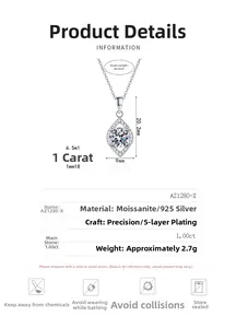 Detailsicht der S925 Silberhalskette mit 1ct Moissanit-Tropfenanhänger Größe 20,2x9mm