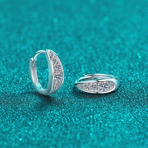 Elegant S925 sterling silver moissanite hoop earrings with droplet design for women