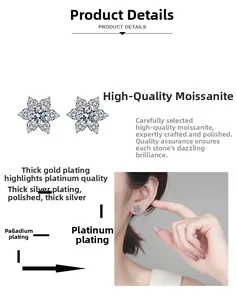 Dettagli degli orecchini in moissanite a stella con placcatura in oro e vestibilità