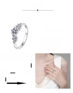 Detail view of S925 sterling silver moissanite ring showing multi-layer plating craftsmanship