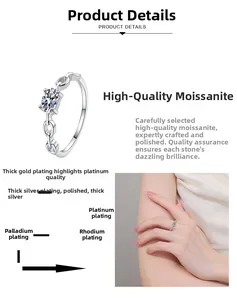 Détail d'une bague moissanite ovale avec design chaîne évidée et placage d'or épais