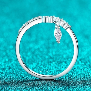 Elegant S925 sterling silver moissanite ring with a marquise-cut stone drop pendant
