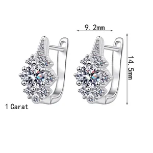 S925 sterling silver U-shaped moissanite stud earrings, 1 carat sparkling ear jewelry
