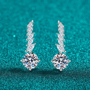 Boucles d'Oreilles Pendantes en Argent Sterling S925 Moissanite pour Femmes Boucles d'Oreilles à Gland en Zirconia Taille Marquise Bijoux