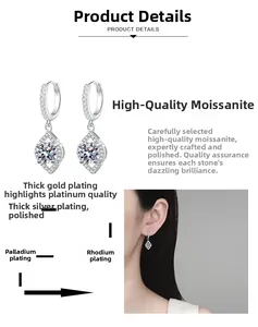 Detailed layered plating process on S925 sterling silver moissanite teardrop earrings