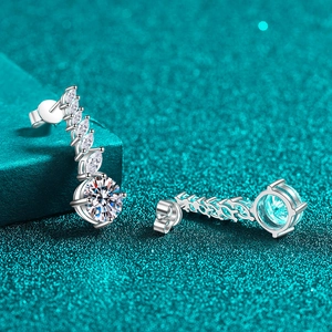 Boucles d'oreilles pendantes moissanite en argent S925 avec pierres marquises