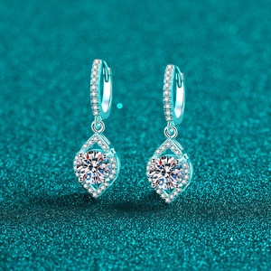 925 Sterling Silver Moissanite Zirconia Rhombus Drop Earrings Geometric Dangle Earrings For Women Fashion Jewelry Elegant