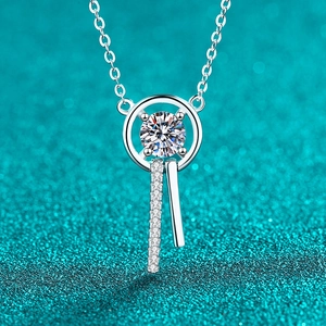 925 Sterling Silver Moissanite Zirconia Pendant Necklace For Women Minimalist Geometric Tassel Clavicle Chain Jewelry Gift
