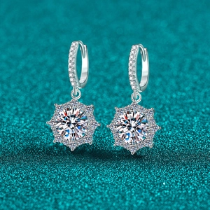 925 Sterling Silver Moissanite Stud Earrings For Women Octagonal Snowflake Hoop Earrings Luxurious Jewelry Holiday Gift
