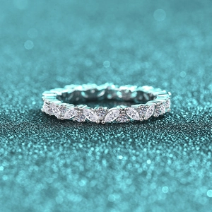 Bague Moissanite en Argent Sterling 925 Luxe Français Marquise Coupe Ronde Alliance Éternité Bijoux de Doigt Cadeau Femme