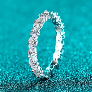 Bague éternité en argent sterling S925 avec pierres de taille marquise et ronde