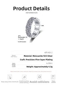 Details zum S925 Silber Moissanit Ring mit rechteckigen 4,355ct Edelsteinen