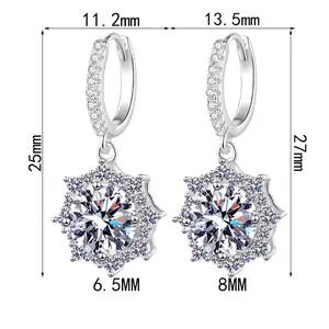 Elegant S925 sterling silver moissanite octagon hoop earrings in 2ct and 4ct sizes