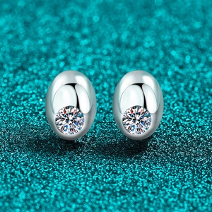 Minimalist 925 Sterling Silver Moissanite Stud Earrings For Women Oval U-Shaped D Color VVS1 Fine Jewelry Anniversary Gift